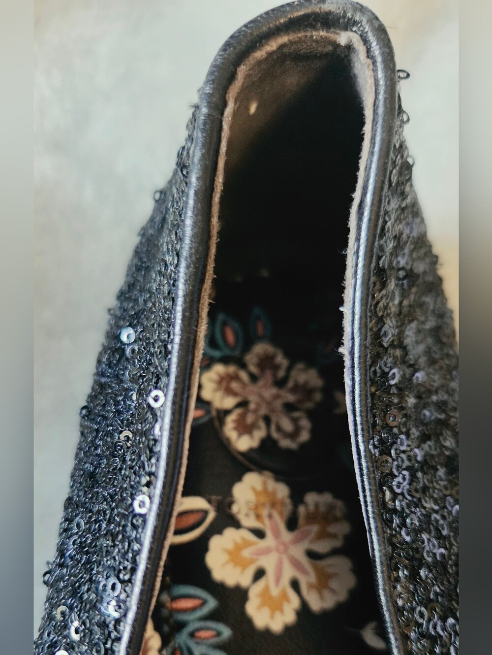Tory Burch Black Sequin Ballet Flats with Bow - Picture 4 of 7